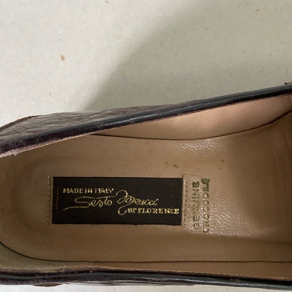 Sesto Meucci Brown Crocodile Loafers - Picture 4 of 5